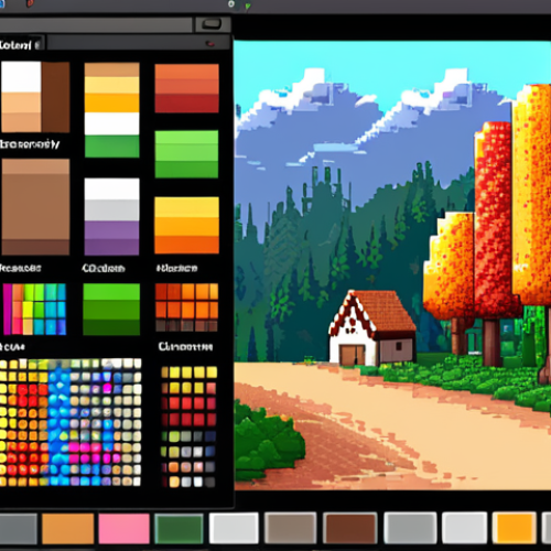 Home 11 **Prompt:** A vibrant, real-time browser-based pixel art editor interface. Focus on the brush tools, color palettes, and a texture being edited with live preview. Showcase the ease of use for indie game development. The style should be modern and clean, reflecting German design aesthetics. Subtle WebAssembly logo integration.