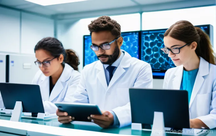 웹어셈블리 기반의 헬스케어 솔루션 개발 사례 - **Prompt:** A focused radiologist, a woman in her late 40s wearing a professional white lab coat, me...