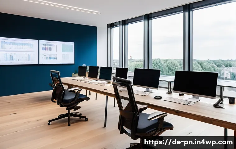 웹어셈블리로 만든 데이터 시각화 도구 - A futuristic web developer workspace featuring multiple large transparent screens displaying complex...