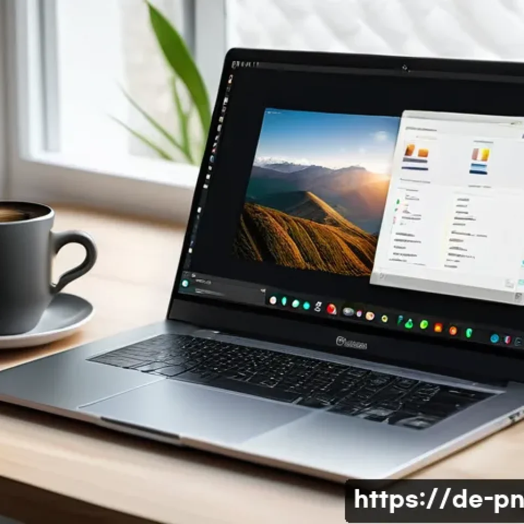 웹어셈블리로 제작한 웹 기반 비디오 편집기 - A modern web-based video editing interface displayed on a sleek laptop screen in a cozy home office ...
