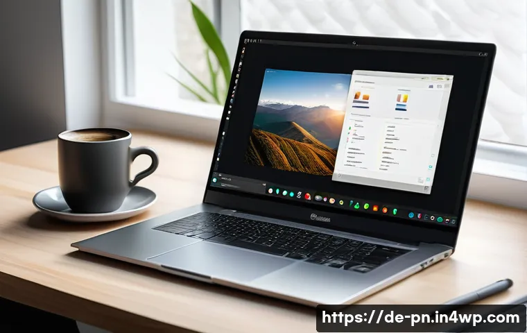 웹어셈블리로 제작한 웹 기반 비디오 편집기 - A modern web-based video editing interface displayed on a sleek laptop screen in a cozy home office ...