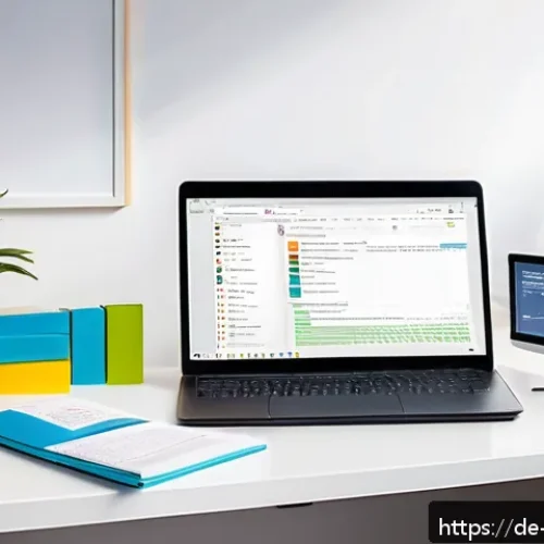 Home 17 웹어셈블리와 모바일 웹 앱의 차별점 - A modern web developer workspace featuring a sleek laptop displaying WebAssembly code in an integrat...